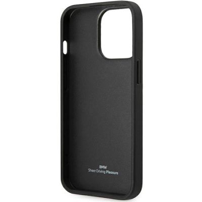 7. Etui BMW Leather Blue Dots na iPhone 14 Pro - czarne