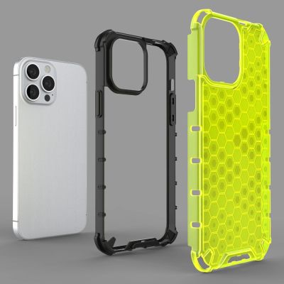 6. Honeycomb etui pancerny pokrowiec z żelową ramką iPhone 13 Pro Max zielony