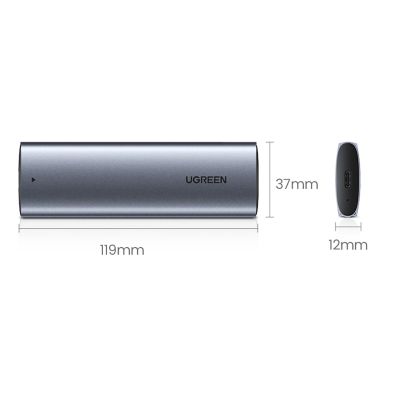 2. Obudowa Ugreen CM578 15512 na dysk M.2 NVMe 10Gbps - czarna + kabel USB-C / USB-A + kabel USB-C / USB-C