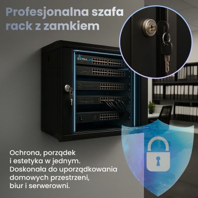 10. Extralink Szafa rack 4U 600x600 Czarna montowana na ścianie
