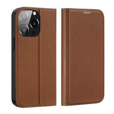 2. Dux Ducis Skin X2 etui do iPhone 14 Pro pokrowiec z magnetyczną klapką brązowy