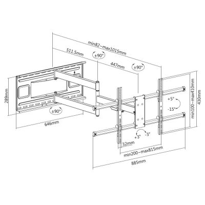 9. Uchwyt ścienny Equip 43"-80"/50kg 1TFT 4Gelenke neig/schwenk schwarz