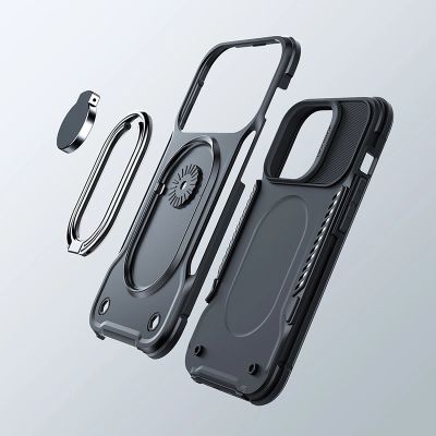 2. Joyroom Dual Hinge etui iPhone 14 Pro pancerny pokrowiec z podstawką uchwytem ring holder czarne