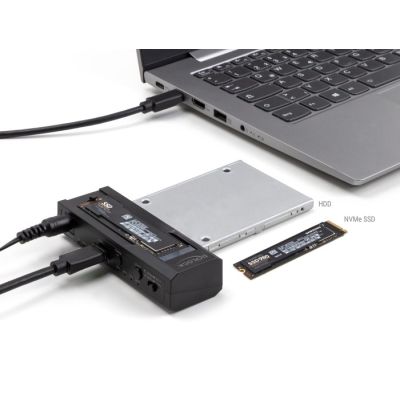 2. Delock - Kontroler pamięci - Funkcja klonowania - 2.5", 3.5", M.2 (6.4 cm, 8.9 cm) - Karta M.2 (PCIe NVMe i SATA) / SATA SSD - USB-C 3.2 (Gen 2x1)