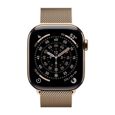 3. Zegarek Apple Watch Seria 11 GPS + Cellular 46mm Złota tytanowa koperta ze złotą pętelką Milanese - M/L (MFD84ZR/A)