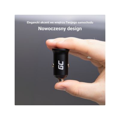 7. GREEN CELL ŁADOWARKA SAMOCHODOWA GC POWERRIDE NANO38 38W 6A 1X USB-C 1X USB-A