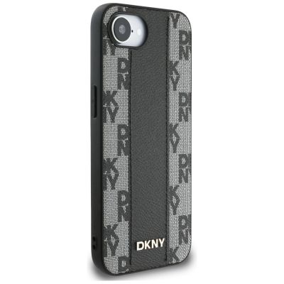 4. Etui DKNY Leather Checkered Mono Pattern MagSafe na iPhone 16e - czarny
