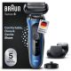 Braun Series 6 61-B4500cs - Golarka foliowa - Niebieski - Przyciski - LED - Ładowanie - Zasilanie - AC/Bateria