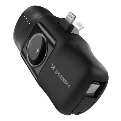 2. Mini powerbank Wozinsky WF16-YLS 5000mAh 15W Lightning z wbudowanym kablem USB-C i ładowarką do Apple Watch - czarny