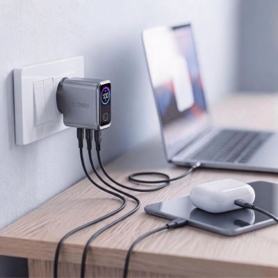 8. Ładowarka sieciowa Tech-Protect PowerVision NC100W-GaN 3-Port PD 100W / QC3.0 - ciemnoszara