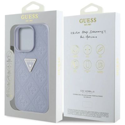 8. Etui Guess Hot Stamp 4G Pattern Triangle Metal Logo na iPhone 16 Pro Max - fioletowe