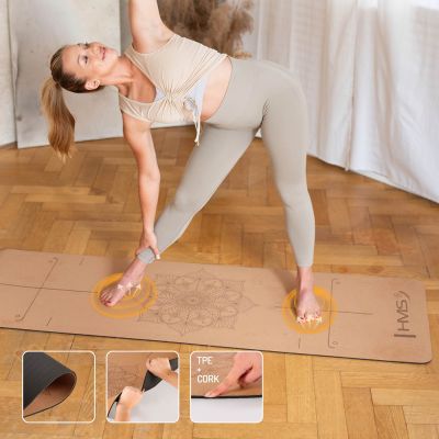 5. ZESTAW DO JOGI HMS CORK MATA TPE YM11 + KOSTKA KJ02 + PASEK SJ02