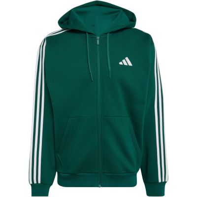 2. Bluza męska adidas Essentials 3-Stripes Fleece Full-Zip Hoodie zielona KZ1412