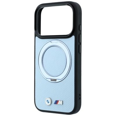 6. Etui BMW Kevlar Ring Stand 360 MagSafe na iPhone 18 Pro / 17 Pro - niebieskie