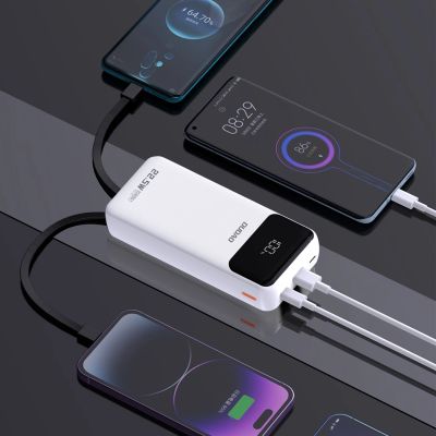 3. Powerbank Dudao K15Pro 20000mAh 22.5W PD USB-C / USB-A / wbudowane kable Lightning i USB-C - biały