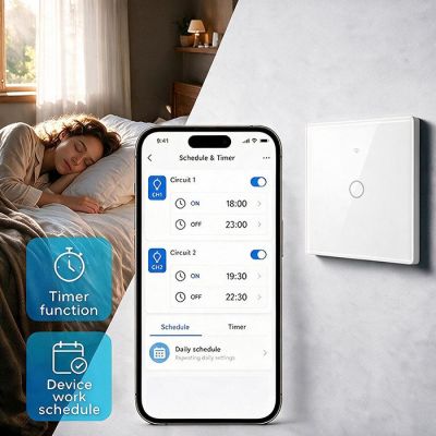 9. QOLTEC WŁĄCZNIK/WYŁĄCZNIK ŚWIATŁA | DOTYKOWY 1-KANAŁOWY | WI-FI | TIMER | TUYA | BIAŁY