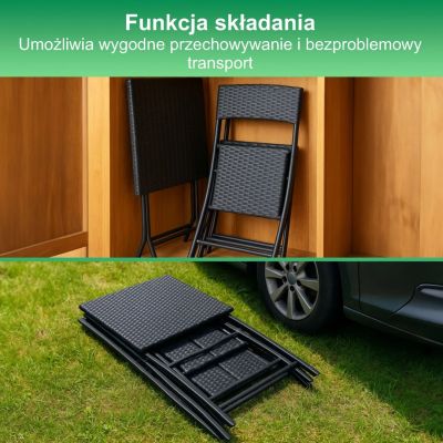 7. Mały zestaw mebli ogrodowych Black Forest | dwa krzesła + stolik czarny