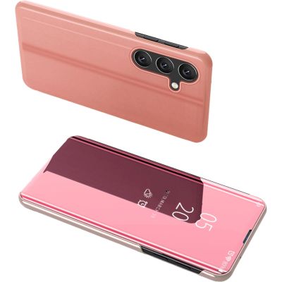 Clear View Case etui do Samsung Galaxy A24 4G pokrowiec z klapką różowe