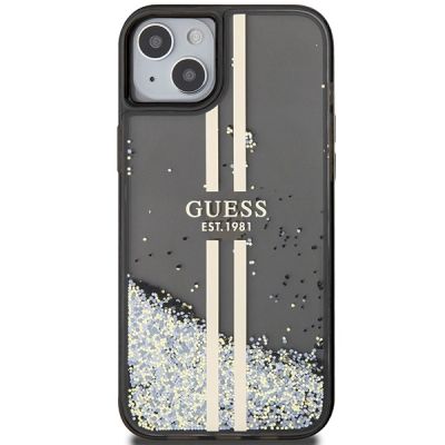 3. Etui Guess Liquid Glitter Gold Stripes na iPhone 15 Plus / 14 Plus - czarne