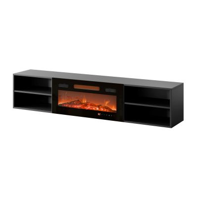 7. Szafka RTV POLO 180x33x39 czarny + kominek czarny