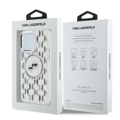 8. Etui Karl Lagerfeld IML Monogram Karl & Choupette Head MagSafe na iPhone 15 Pro Max - przezroczyste