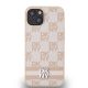 3. Etui DKNY Leather Checkered Mono Pattern & Printed Stripes na iPhone 15 Plus / 14 Plus - różowe