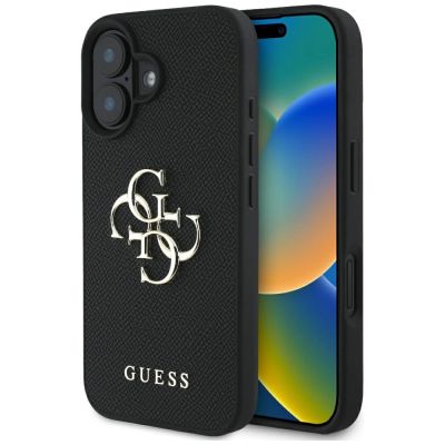 Etui Guess Grained Big 4G Logo Small Classic Logo na iPhone 16 - czarne