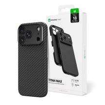 Etui AMAZINGTHING Titan Max Lens na iPhone 18 Pro Max z włókna aramidowego z osłoną aparatu kompatybilne z MagSafe - czarne