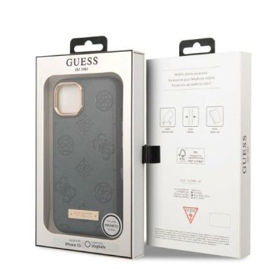 8. Etui Guess Peony Logo Plate MagSafe na iPhone 13 - szare