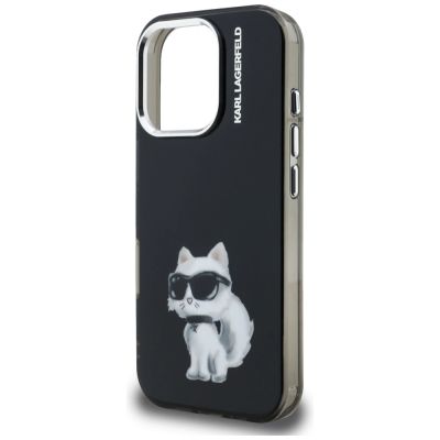 6. Etui Karl Lagerfeld IML Aquarelle Choupette & Logo na iPhone 16 Pro Max - czarne