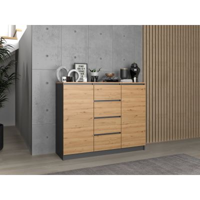 4. KOMODA 2 DRZWI 4 SZUFLADY ANTRACYT/ARTISAN BA KPL