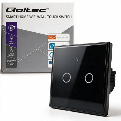 7. QOLTEC WŁĄCZNIK/WYŁĄCZNIK ŚWIATŁA | DOTYKOWY 2-KANAŁOWY | WI-FI | TIMER | TUYA | CZARNY