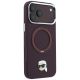 4. Etui Karl Lagerfeld with Ring Stand 360 Karl Head Pin MagSafe na iPhone 18 Pro / 17 Pro - burgundowe