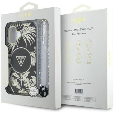 7. Etui Guess Palm Trees Triangle Pearl Strap MagSafe do iPhone 16 czarny