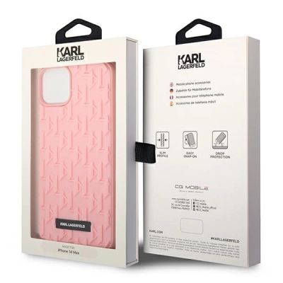 8. Etui Karl Lagerfeld 3D Monogram na iPhone 14 Plus - różowe