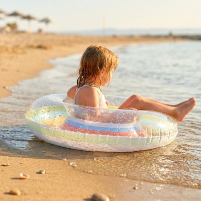 5. KÓŁKO DO PŁYWANIA 90CM TĘCZA BROKAT POMARAŃCZOWY 35644