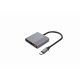 7. GEMBIRD MULTI ADAPTER USB TYPU C 3 W 1 (PORT USB + HDMI + WIDEO USB-C), KOLOR SZARY