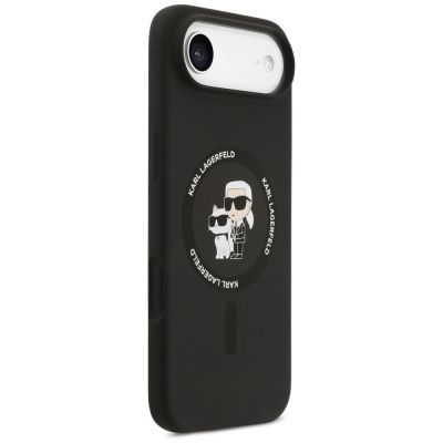 4. Etui Karl Lagerfeld Silicone Karl&Choupette Ring MagSafe do iPhone 17 Air - czarne
