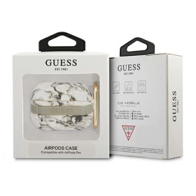 3. Etui Guess Marble Strap Collection na AirPods Pro - szare