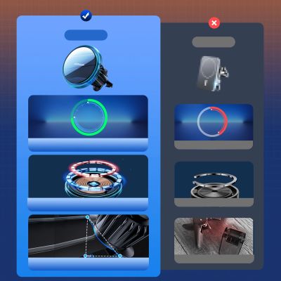 15. Joyroom uchwyt samochodowy do telefonu z ładowarką indukcyjną Qi 15W (kompatybilną z MagSafe) na kratkę nawiewu srebrny (JR-ZS291)