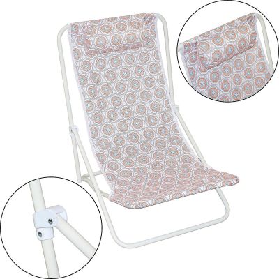 14. LEŻAK SKŁADANY PLAŻOWY Z ZAGŁÓWKIEM NIEBIESKO POMARAŃCZOWY