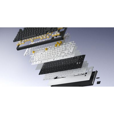 11. HATOR Skyfall Pro Wireless 100 klawiatura Gaming USB + RF Wireless + Bluetooth QWERTY US English Czarny, Szary