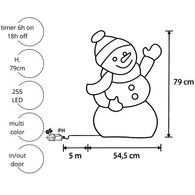 5. FIGURKA DEKORACYJNA BAŁWAN 275LED 79CM IP44