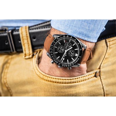3. Zegarek Męski Giewont Chronograph Sapphire Brązowo Czarny GW8720-A1