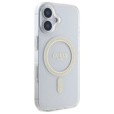 4. Guess GUHMP16MHFGERET iPhone 16 Plus      6.7" przeźroczysty/transparent hardcase IML Glitter Circle MagSafe