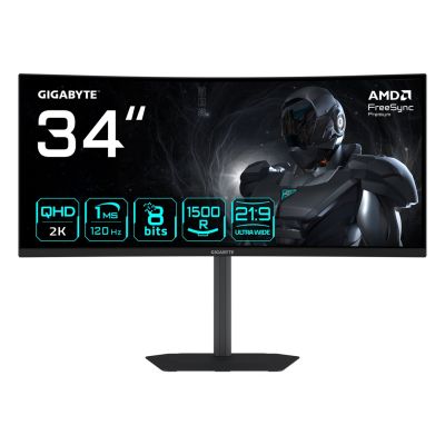 2. GIGABYTE GS34WQCA, 34 Zoll WQHD Gaming Monitor, 120Hz, VA, FreeSync Premium