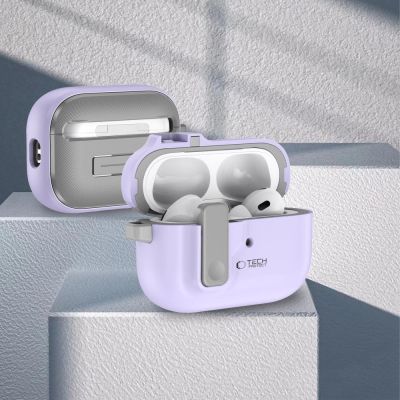 8. Etui Tech-Protect Slim Hook z karabińczykiem na Apple AirPods Pro 1 / 2 - fioletowe