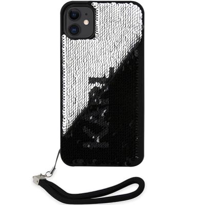 3. Etui Karl Lagerfeld Sequins Cord na iPhone 11 / Xr - srebrne