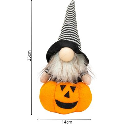 5. FIGURKA DEKORACYJNA NA DYNI 25CM LED HALLOWEEN  POMARAŃCZOWA