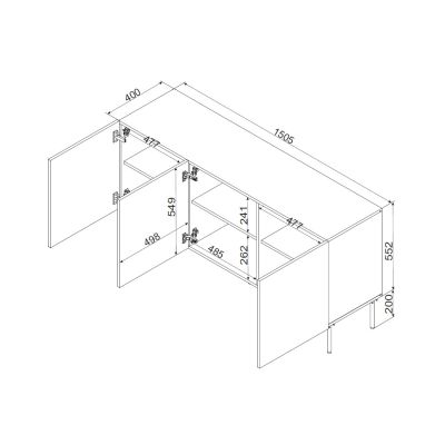 4. Komoda 3D PALAZZO BIS 151x40x75 czarny mat